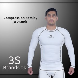 Compression Set (Quick Dry Fit) White / Black stitch