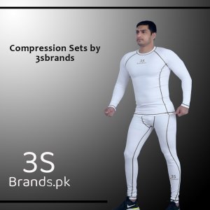 Compression Set (Quick Dry Fit) White / Black stitch