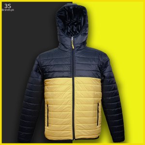 Quilted Puffer Jacket with Hood - Yellow/Black