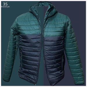 Quilted Puffer Jacket with Hood - Green/Black