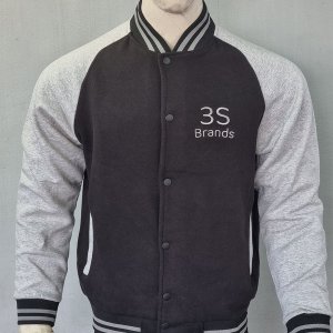  3S Brands Varsity Jackets (Fleece) - Black Grey