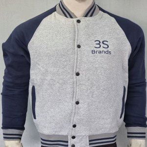 3S Brands Varsity Jackets (Fleece) - Grey Blue